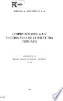 Observaciones a un diccionario de literatura peruana
