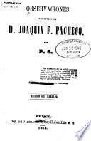 Observaciones al discurso de D. Joaquin F. Pacheco