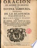 Oración en acción de gracias a la Divina Sabiduria, Patrona de la Academia Valenciana