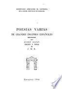 Poesías varias de grandes ingenios españoles