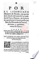 Por el Licenciado M. de H. ... en el pleyto de capitulos que le fueron puestos por B. Hernandez de Carrion ... sobre catorze de los dichos capitulos que han resultado de la vista de cincuenta y nueue que fueron, porque de los demas està absuelto, y dado por libre