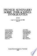 Primer Seminario sobre Poblaciones Inmigrantes