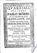 Quaresma del padre Pablo Señeri de la Compañia de Iesus ...