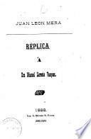 Réplica a don Manuel Llorente Vázquez