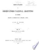 Resultados del Observatorio nacional argentino en Córdoba ...