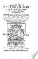 Segunda parte del Ingenioso cavallero Don Quixote de La Mancha