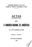 Segundo Congreso Nacional de Lingüística: Actas del II Congreso Nacional de Lingüística