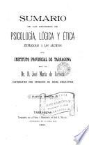 Sumario de las lecciones de psicologia, lógica y ética