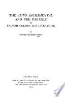 The Auto Sacramental and the Parable in Spanish Golden Age Literature