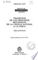 Transición de los principios metafísicos de la ciencia natural a la física