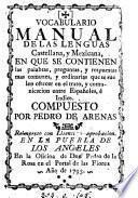 Vocabulario manual de las lenguas castellana, y mexicana