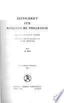 Zeitschrift Für Romanische Philologie