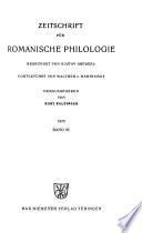 Zeitschrift Für Romanische Philologie
