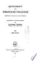 Zeitschrift Für Romanische Philologie